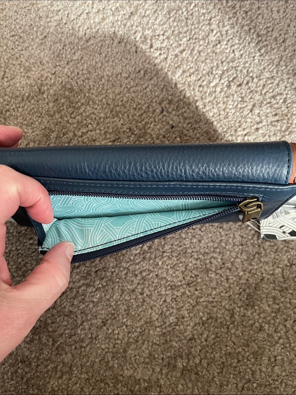 The Sak Navy and Brown Leather Iris Flap Wallet - Picture 11 of 13